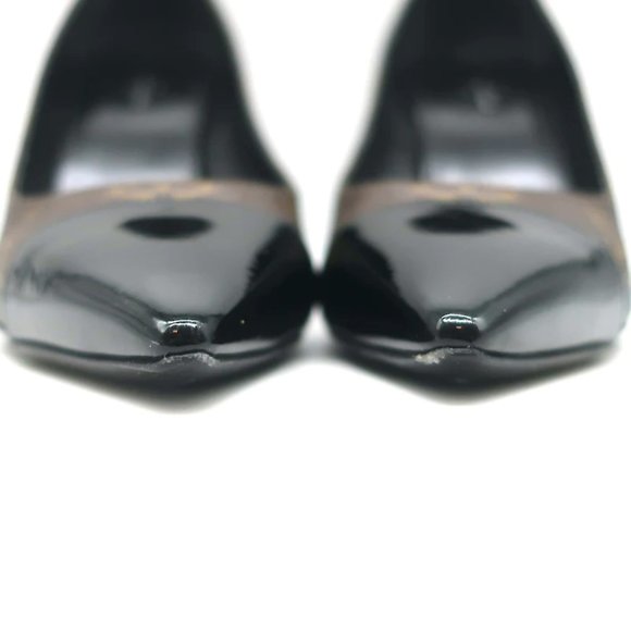Louis Vuitton Fetish Cap Toe Pumps Brown Monogram Canvas & Black Patent Size 37 - Picture 4 of 11